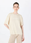 Sorbe Bisiklet Yaka Bej Kadın T-Shirt THE RELAX TSHIRT 4010