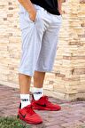 Gri Rahat Kumaş Üç Cepli Fermuarlı İpli Uzun Erkek Bermuda Şort 21EBRMUSR1