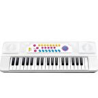 Oyuncak 37 Tuşlu Mikrofonlu Org - Müzik Aletleri Oyuncak Piyano (Beyaz)