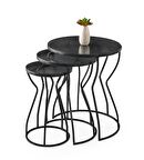 Lale 3'lü Yuvarlak Köşe Zigon Sehpa Mdf