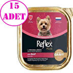 Reflex Plus Sos İçinde Et Parçacıklı Dana Etli Mini ve Küçük Irk Yetişkin Köpek Konservesi 85 Gr 15 AD