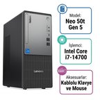 Lenovo ThinkCentre Neo 50t Gen 5 Intel Core i7-14700 16GB 1TB SSD Freedos Masaüstü Bilgisayar 12UAS0MNTX 002