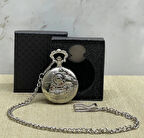 Özel Kutulu Tren Temalı Gümüş Köstekli Saat Alk4657