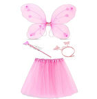Toz Pembe Kelebek Kostümü - Toz Pembe Kelebek Kostüm Aksesuar Seti 4 Parça