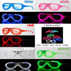 Glow Model Led Işıklı Parti Gözlüğü 3 Modlu 5 Renk 5 Adet