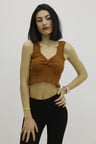 Bel Lastikli Triko Bluz Taba - P-019708