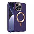 Apple iPhone 14 PRO Kılıf Magsafe Wireless Kablosuz Şarj Uyumlu Suni Deri Hibrit Kapak