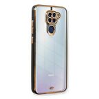 Xiaomi Redmi Note 9 Kılıf Kamera Lens Korumalı Kenarları Renkli Gold Arkası Şeffaf Silikon