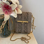 Uretti - Esra 6723 - El Örgüsü Makrome İp Charm Detaylı Çanta