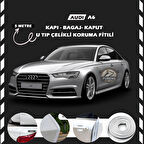 Audi A6  Oto Araç Kapı Koruma Fitili 5metre Parlak Beyaz Renk
