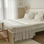 Yatak Runner & İç Dolgulu Kırlent Seti Çift Kişilik %100 Pamuk Fistolu