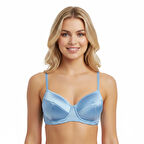 Kadın Saten Balenli Mavi Renk Sütyen BB2081