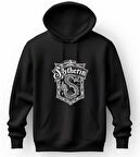 Slytherin Siyah - Beyaz Baskılı Sweatshirt