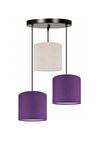 3lü Mor Krem Mor Kumaş Abajur Sarkıt Avize Modern Dekoratif Tasarım 