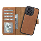 Apple iPhone 14 Plus Uyumlu Deri Cüzdanlı Kılıf MWWN NU2 Pembe