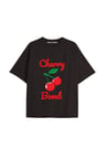 Y2k vintage Cherry Baskılı Sİyah T-shirt KOD 101
