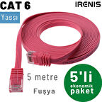 IRENIS 5 adet 5 metre CAT6 Kablo Yassı Ethernet Network Lan Ağ İnternet Kablosu