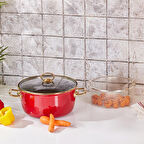 Karaca Mutfaksever Retro Emaye Kızartma Tenceresi Kırmızı 22 cm