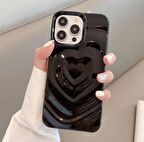 İphone 11 Uyumlu 3D Kabartmalı Kalpli Sim Detaylı Telefon Kılıfı