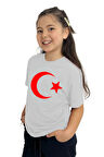 Ay Yıldız Baskılı Kız Çocuk Tişört | %100 Pamuk, Şık ve Rahat