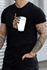 Unisex Tupac Coffee Baskılı Kısa Kol T-shirt