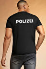 Unisex Polizei Baskılı Kısa Kol T-shirt