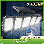 TechTic 300LED Solar Güneş Enerjili Bahçe Duvar Lambası Kumandalı Sensörlü 3 Modlu Geniş Açılı Lamba