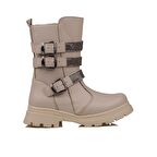 Trend Adımlar Krem Kız Çocuk Fermuarlı Postal Bot