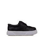 Trend Adımlar Siyah Lazer İşlemeli Erkek Çocuk Casual Ayakkabı