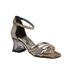 Trend Adımlar Gold Taş İşleme Şeffaf Topuk Kız Çocuk Klasik Ayakkabı