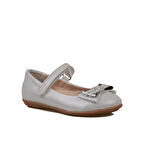 Trend Adımlar Gri Parlak Fiyonklu Kız Çocuk Babet