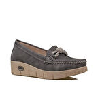 Trend Adımlar Füme Denim Comfort Fiyonklu Dolgu Topuk Kadın Ayakkabı