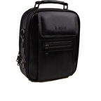 Slayka Siyah Büyük Boy Hakiki Deri Erkek El ve Omuz Çantası