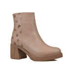 Pierre Cardin Bej Kalın Topuk Kauçuk Taban Kadın Casual Bot