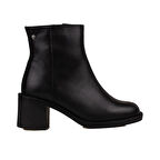 Muya Siyah Hakiki Deri Kalın Topuk Kadın Klasik Bot