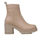 Trend Adımlar Krem Kadın Kalın Taban Klasik Tarz Bağcıksız Casual Bot