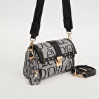 Levidor Siyah Çift Askılı Kadın Logolu Çapraz Çanta