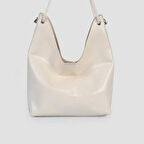 Jacquline Krem Ebave Parlak Deri Yavru Çantalı Kadın El Çantası