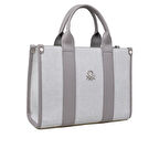 Benetton Beyaz Monogram Eskitme Kadın El Çantası BNT 1596