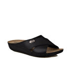 Trend Adımlar Siyah Kadın Düz Çapraz Şerit Terlik 08-086