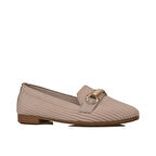 Trend Adımlar Krem Triko Kadın Şerit Çizgili Babet