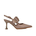 Trend Adımlar Kahverengi Suni Deri Kemerli Kadın Klasik Ayakkabı