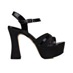 Trend Adımlar Siyah Kadın Platform Kalın Topuk Abiye Ayakkabı