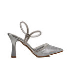 Trend Adımlar Gümüş Bilekten Tutmalı Londor Saten Klasik Ayakkabı