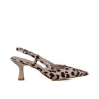 Trend Adımlar Krem Arkası Açık Leopar Desenli Kadın Klasik Ayakkabı