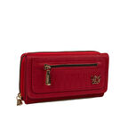 Levidor Kırmızı Kadın Monogram Lisans Baskılı Cüzdan