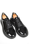 DeepSEA Erkek Siyah Bağcıklı Yüksek Taban Parlak Ortopedik Casual Deri Ayakkabı Sneaker 2509973