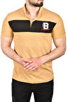 DeepSEA Erkek Camel Slim Fit Nefes Alan Pamuklu Kumaş Dar Kesim Kıvrılmaz Yaka Polo Yaka Tişört 2503019