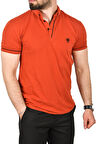 DeepSEA Erkek Kiremit Slim Fit Dar Kesim Pamuklu Pike Kumaş Polo Yaka Tişört Nefes Alan Kıvrılmaz Polo Yaka Tişört 2503020
