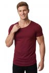 Erkek Bordo Geniş Yaka Likralı Tişört 1801199